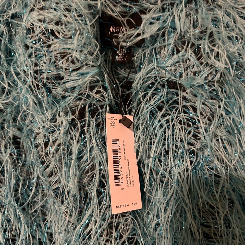 Nasty Gal Blue and Black Textured Blazer